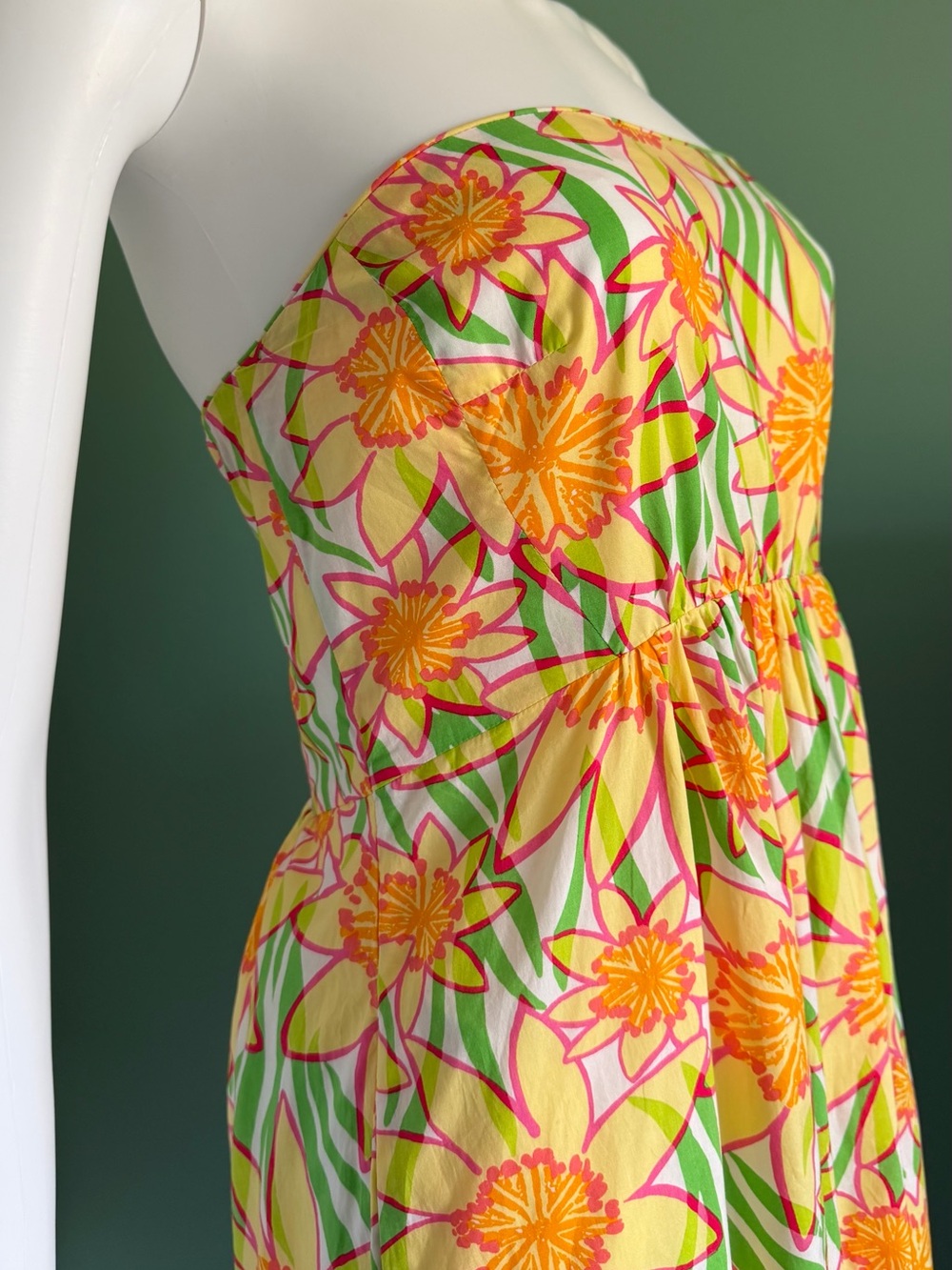 Lilly Pulitzer Strapless Daffodil Print Strapless Sundress in Yellow/Green/Pink - Picture 8 of 13